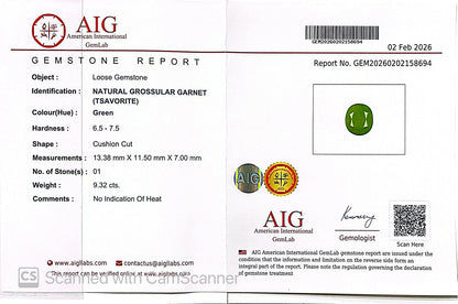 Großer 9,32ct Tsavorit